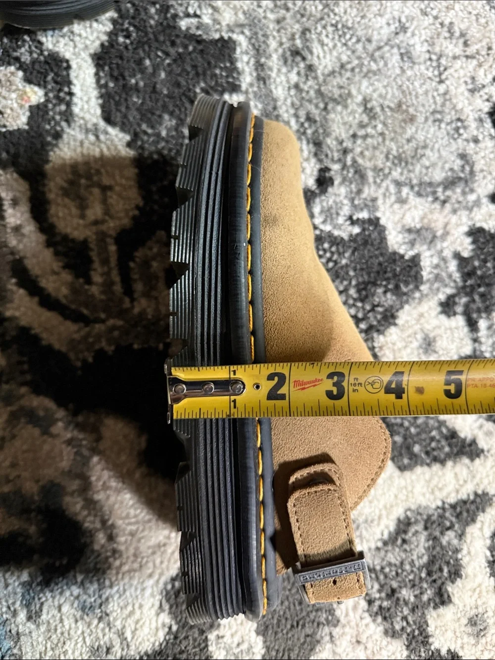 Dr. Martens Tan Suede Platform Clogs with Adjustable Heel Strap